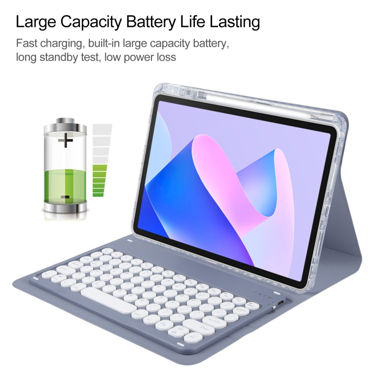 For Huawei MatePad 11 2023 / 2021 Round Button Bluetooth Keyboard Rotatable Holder Leather Case(Lavender Purple) by buy2fix