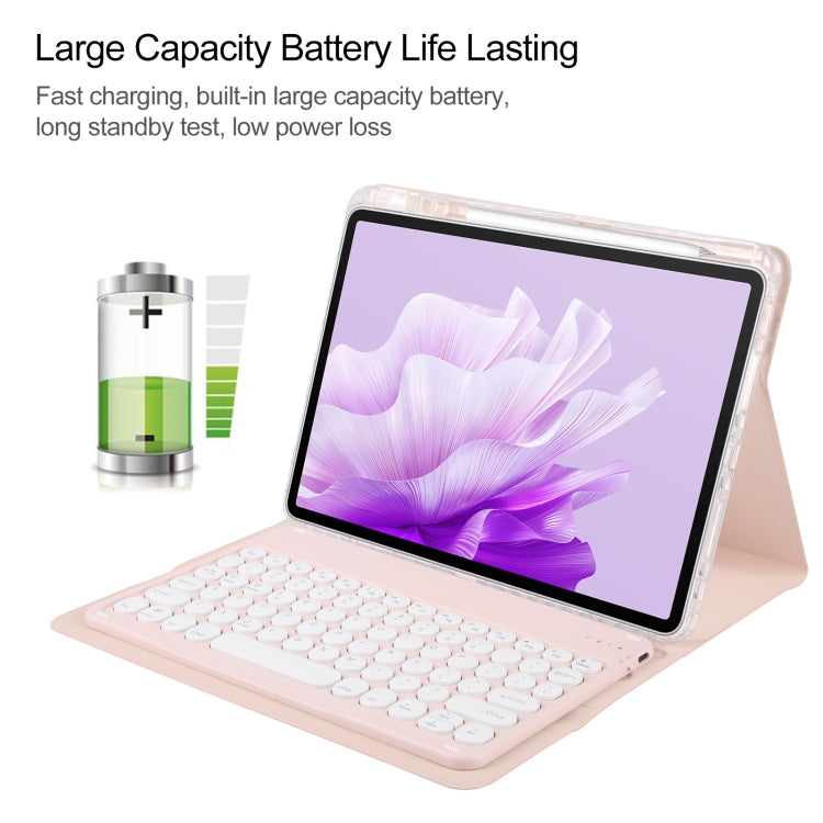 For Huawei MatePad Air 11.5 Round Button Bluetooth Keyboard Rotatable Holder Leather Case(Rose Gold) by buy2fix