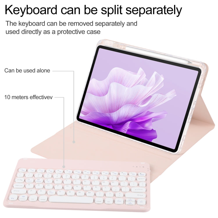 For Huawei MatePad Air 11.5 Round Button Bluetooth Keyboard Rotatable Holder Leather Case(Rose Gold) by buy2fix