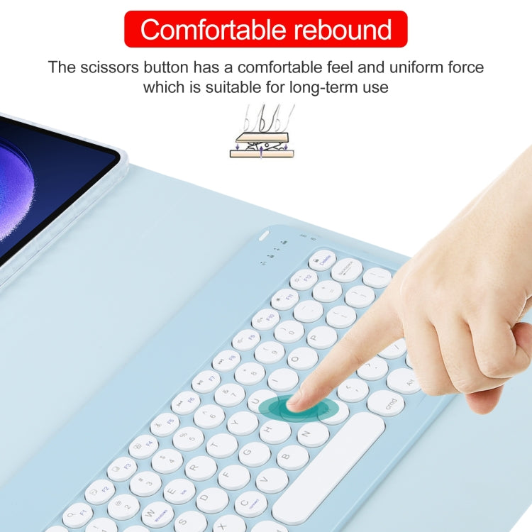 For Xiaomi Pad 6 Round Button Bluetooth Keyboard Rotatable Holder Leather Case(Sky Blue) - Xiaomi Keyboard by buy2fix | Online Shopping UK | buy2fix