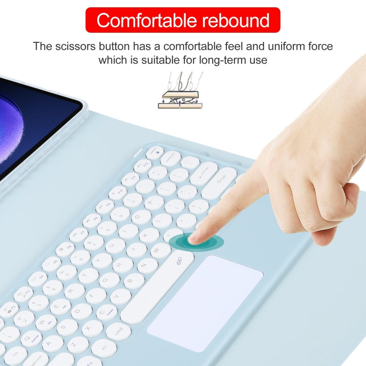 For Xiaomi Pad 6 Round Button Bluetooth Keyboard Rotatable Holder Leather Case with Touchpad(Sky Blue) - Xiaomi Keyboard by buy2fix | Online Shopping UK | buy2fix