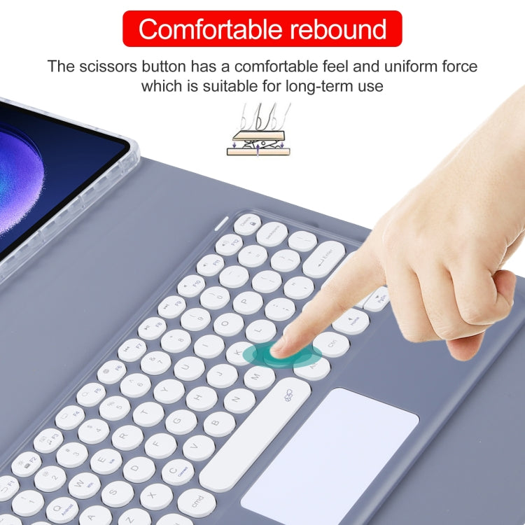For Xiaomi Pad 6 Round Button Bluetooth Keyboard Rotatable Holder Leather Case with Touchpad(Lavender Purple) by buy2fix