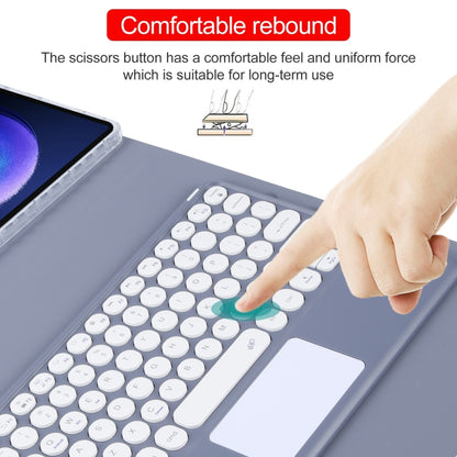 For Xiaomi Pad 6 Round Button Bluetooth Keyboard Rotatable Holder Leather Case with Touchpad(Lavender Purple) by buy2fix