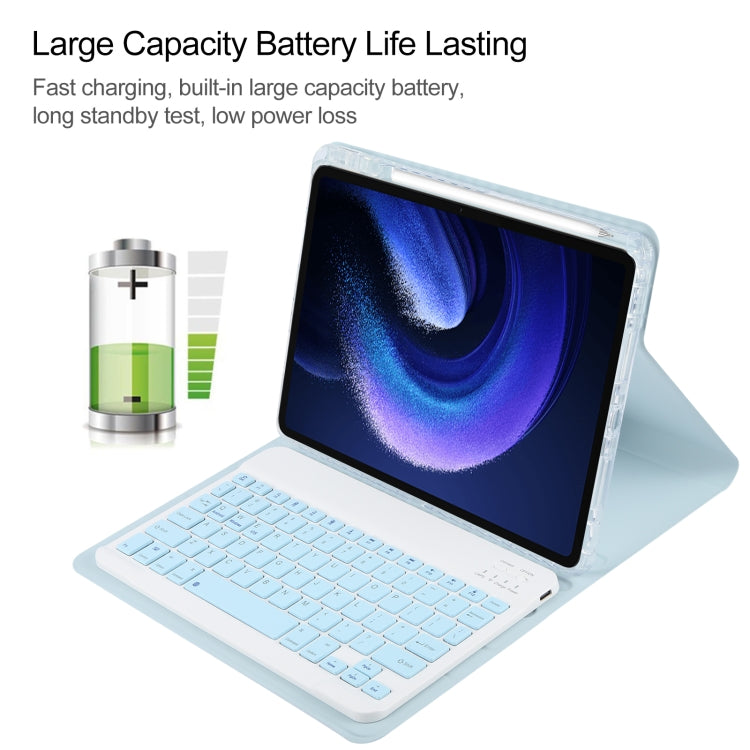 For Xiaomi Pad 6 Square Button Bluetooth Keyboard Rotatable Holder Leather Case(Sky Blue) - Xiaomi Keyboard by buy2fix | Online Shopping UK | buy2fix