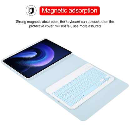 For Xiaomi Pad 6 Square Button Bluetooth Keyboard Rotatable Holder Leather Case(Sky Blue) - Xiaomi Keyboard by buy2fix | Online Shopping UK | buy2fix