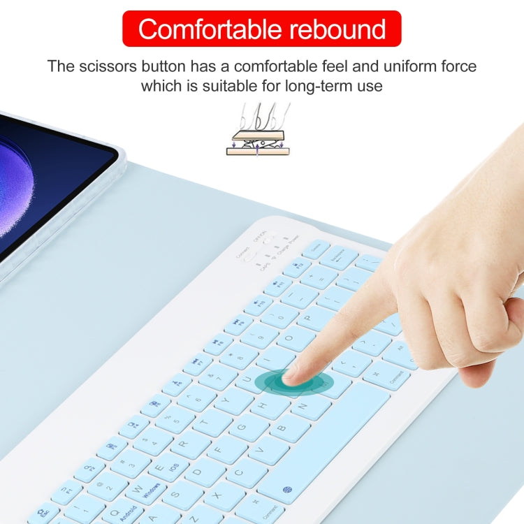 For Xiaomi Pad 6 Square Button Bluetooth Keyboard Rotatable Holder Leather Case(Sky Blue) - Xiaomi Keyboard by buy2fix | Online Shopping UK | buy2fix