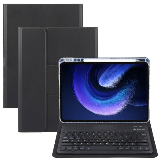 For Xiaomi Pad 6 Square Button Bluetooth Keyboard Rotatable Holder Leather Case(Black) - Xiaomi Keyboard by buy2fix | Online Shopping UK | buy2fix