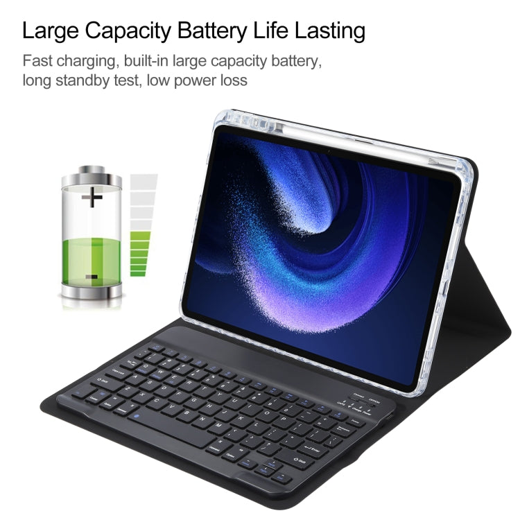 For Xiaomi Pad 6 Square Button Bluetooth Keyboard Rotatable Holder Leather Case(Black) - Xiaomi Keyboard by buy2fix | Online Shopping UK | buy2fix