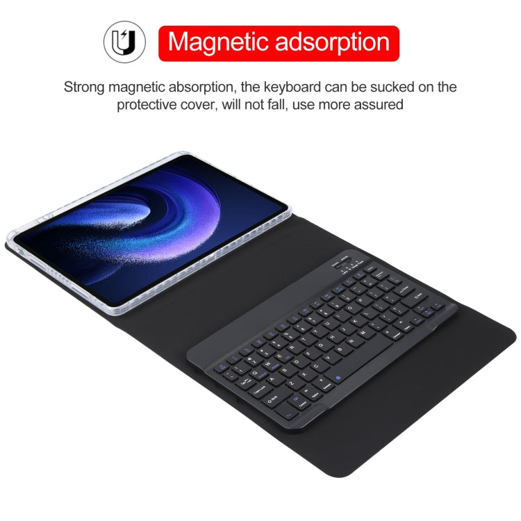 For Xiaomi Pad 6 Square Button Bluetooth Keyboard Rotatable Holder Leather Case(Black) - Xiaomi Keyboard by buy2fix | Online Shopping UK | buy2fix