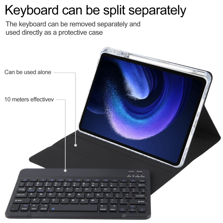 For Xiaomi Pad 6 Square Button Bluetooth Keyboard Rotatable Holder Leather Case(Black) - Xiaomi Keyboard by buy2fix | Online Shopping UK | buy2fix