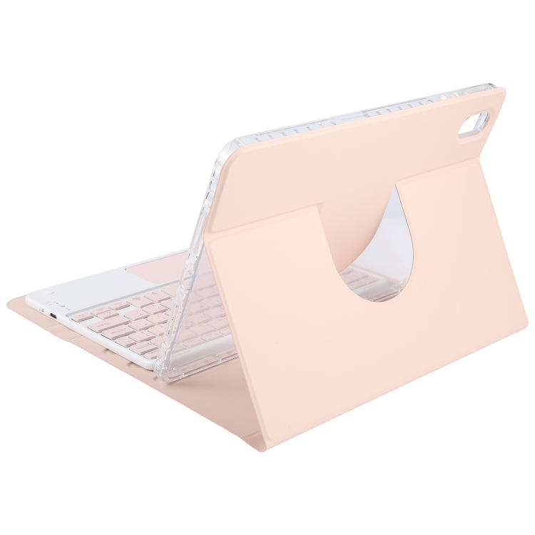 For Xiaomi Pad 6 Square Button Bluetooth Keyboard Rotatable Holder Leather Case with Touchpad(Rose Gold) by buy2fix