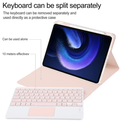 For Xiaomi Pad 6 Square Button Bluetooth Keyboard Rotatable Holder Leather Case with Touchpad(Rose Gold) by buy2fix