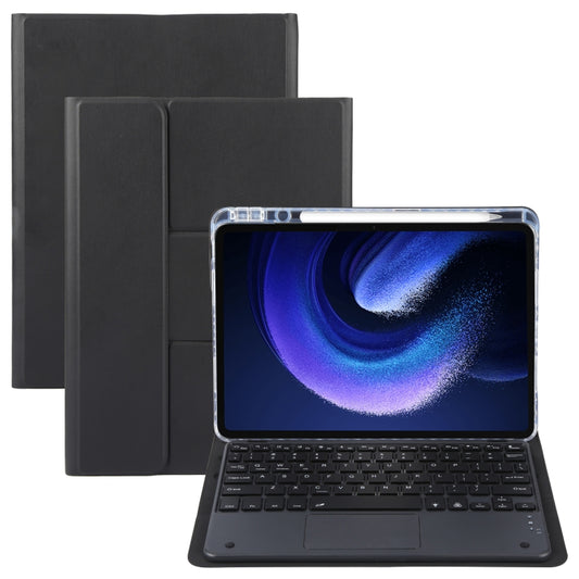 For Xiaomi Pad 6 Square Button Bluetooth Keyboard Rotatable Holder Leather Case with Touchpad(Black) - Xiaomi Keyboard by buy2fix | Online Shopping UK | buy2fix