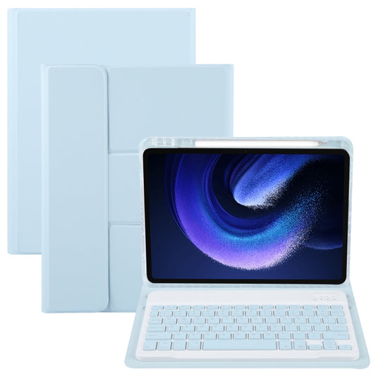 For Xiaomi Pad 6 Square Button Backlight Bluetooth Keyboard Rotatable Holder Leather Case(Sky Blue) - Xiaomi Keyboard by buy2fix | Online Shopping UK | buy2fix