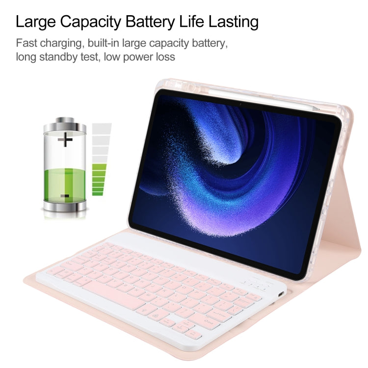 For Xiaomi Pad 6 Square Button Backlight Bluetooth Keyboard Rotatable Holder Leather Case(Rose Gold) - Xiaomi Keyboard by buy2fix | Online Shopping UK | buy2fix