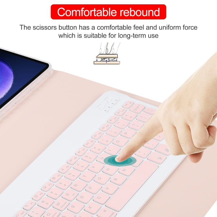 For Xiaomi Pad 6 Square Button Backlight Bluetooth Keyboard Rotatable Holder Leather Case(Rose Gold) - Xiaomi Keyboard by buy2fix | Online Shopping UK | buy2fix
