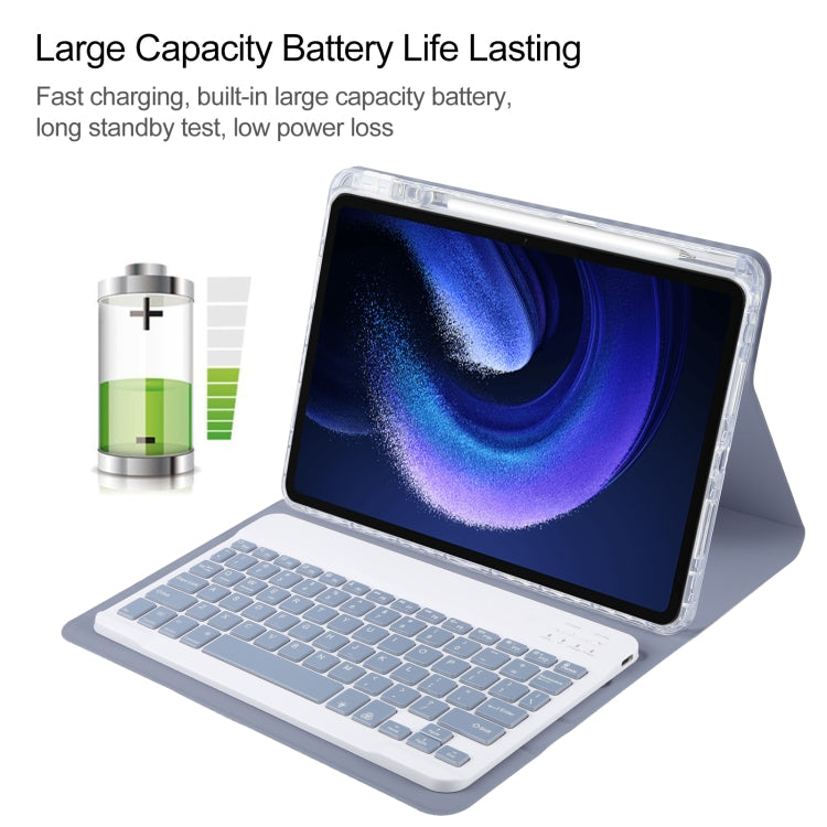 For Xiaomi Pad 6 Square Button Backlight Bluetooth Keyboard Rotatable Holder Leather Case(Lavender Purple) - Xiaomi Keyboard by buy2fix | Online Shopping UK | buy2fix