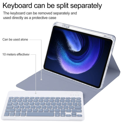 For Xiaomi Pad 6 Square Button Backlight Bluetooth Keyboard Rotatable Holder Leather Case(Lavender Purple) - Xiaomi Keyboard by buy2fix | Online Shopping UK | buy2fix