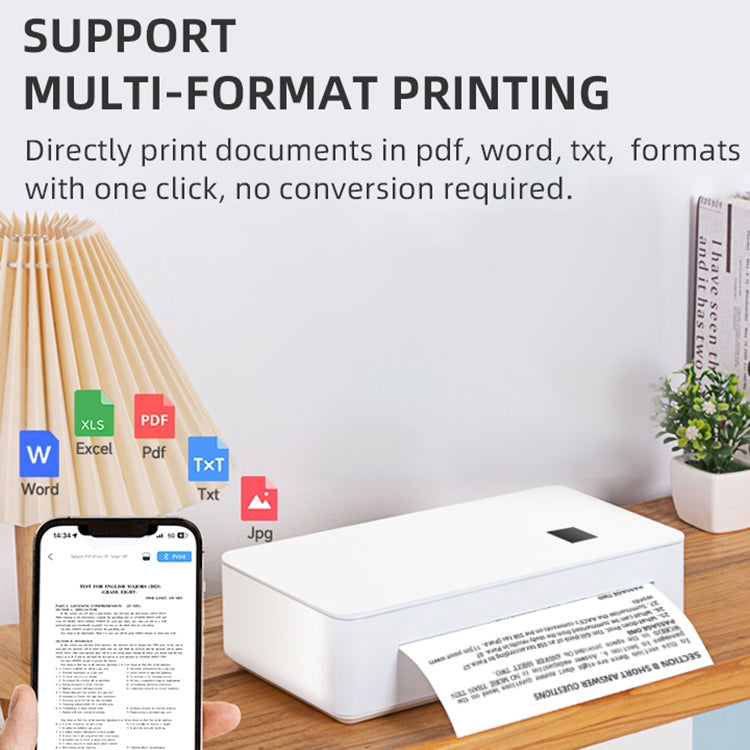 A4LE Portable Bluetooth HD Thermal Printer for Home Office Study(US Plug) by buy2fix