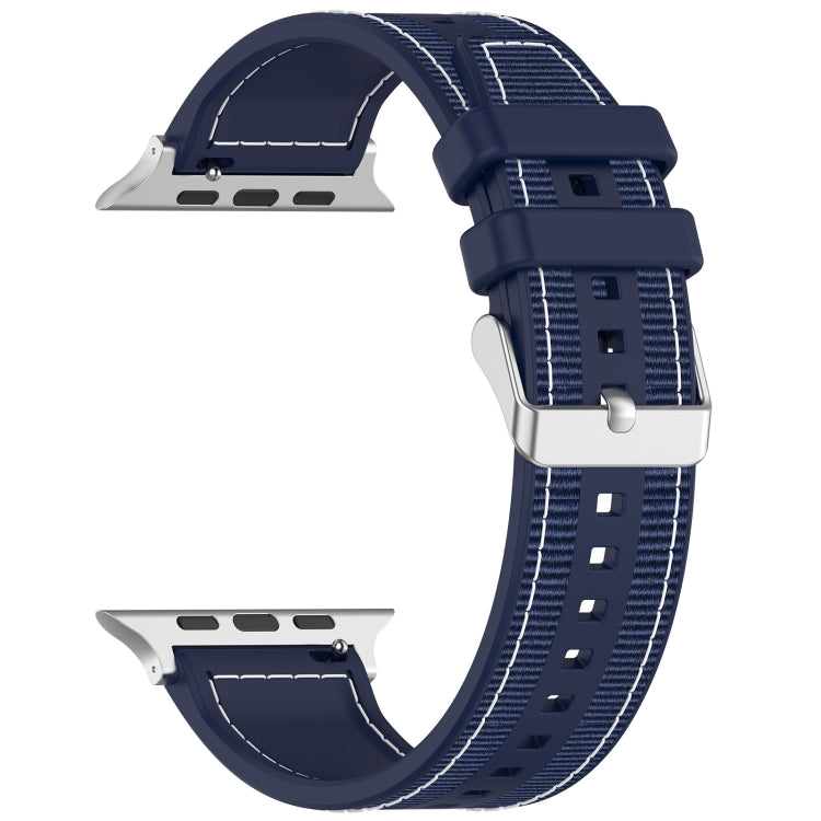 For Apple Watch Ultra 2 49mm Ordinary Buckle Hybrid Nylon Braid Silicone Watch Band(Midnight Blue) by buy2fix