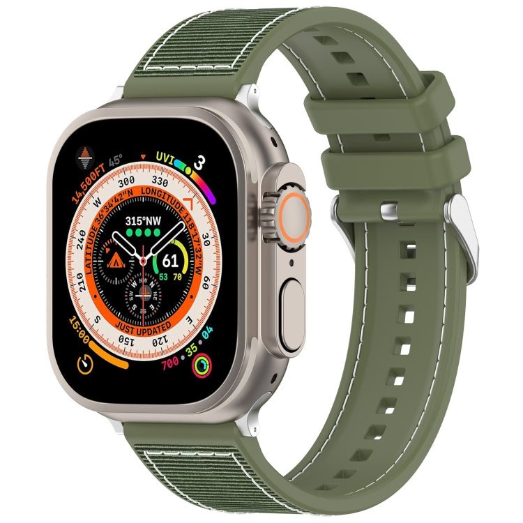 For Apple Watch Ultra 2 49mm Ordinary Buckle Hybrid Nylon Braid Silicone Watch Band(Green) by buy2fix