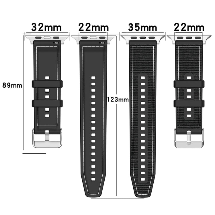 For Apple Watch Ultra 49mm Ordinary Buckle Hybrid Nylon Braid Silicone Watch Band(Black) by buy2fix
