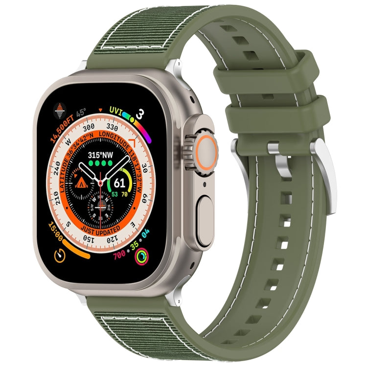 For Apple Watch Ultra 2 49mm Official Buckle Hybrid Nylon Braid Silicone Watch Band(Green) by buy2fix