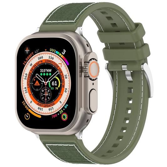 For Apple Watch Ultra 49mm Official Buckle Hybrid Nylon Braid Silicone Watch Band(Green) by buy2fix