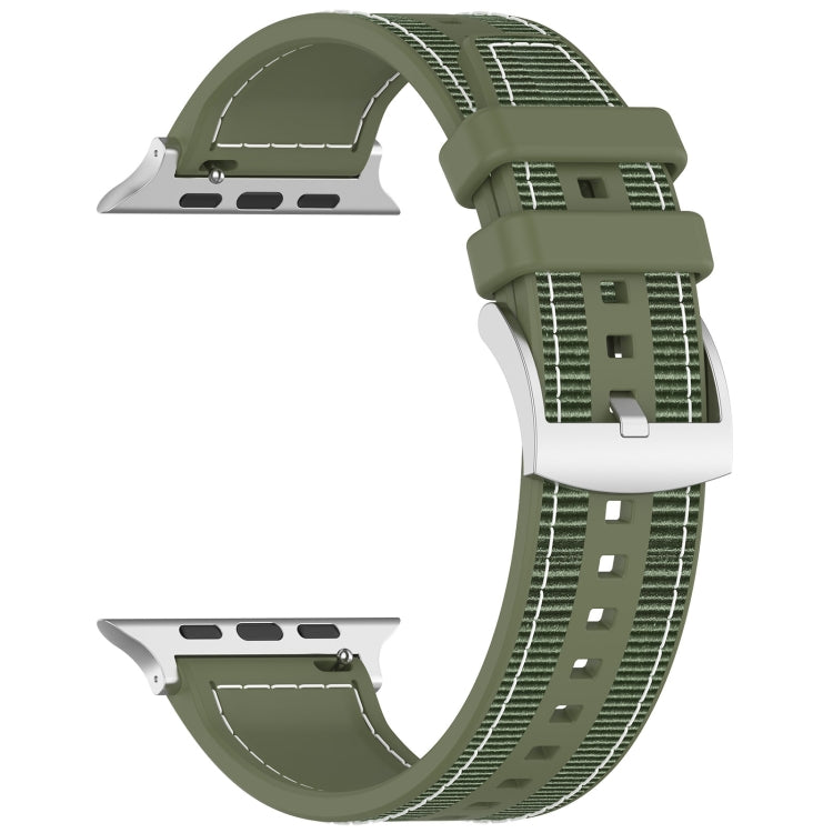 For Apple Watch Ultra 49mm Official Buckle Hybrid Nylon Braid Silicone Watch Band(Green) by buy2fix