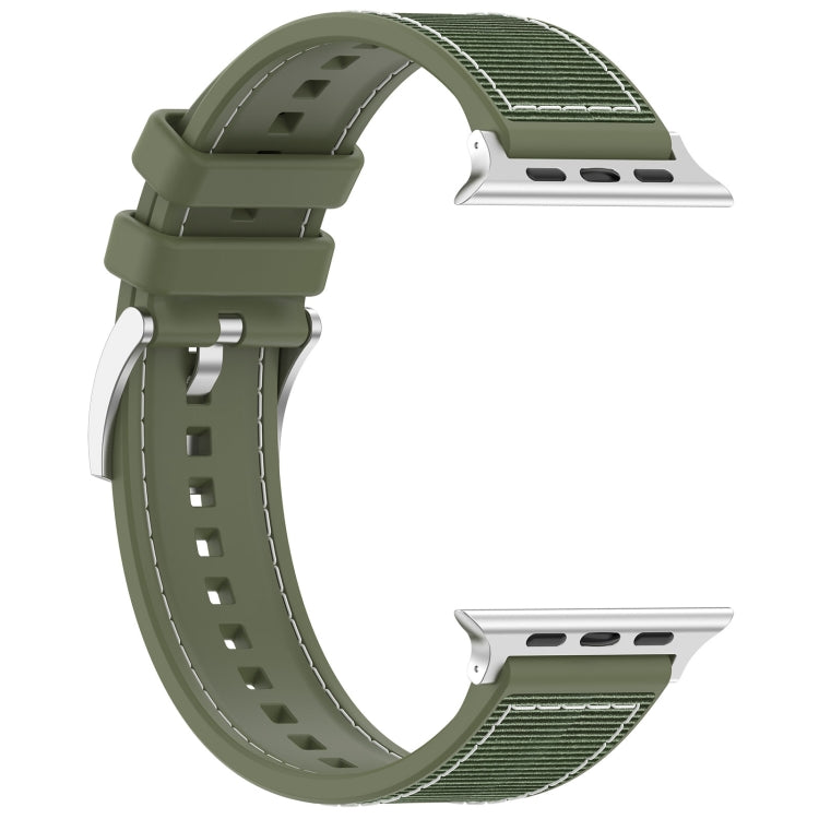 For Apple Watch Ultra 49mm Official Buckle Hybrid Nylon Braid Silicone Watch Band(Green) by buy2fix