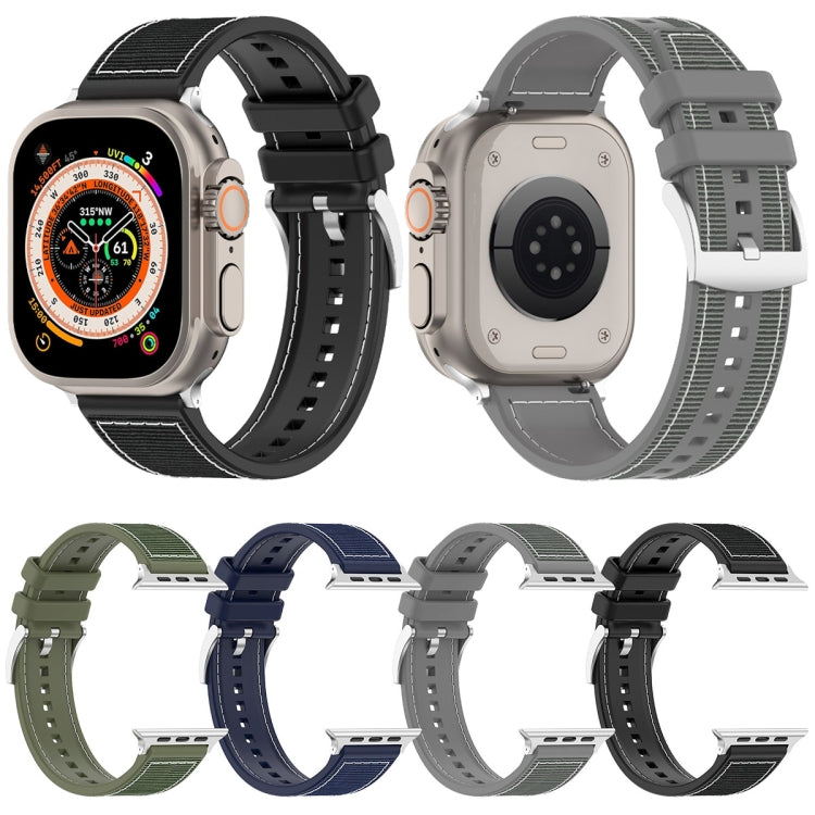 For Apple Watch Ultra 49mm Official Buckle Hybrid Nylon Braid Silicone Watch Band(Green) by buy2fix