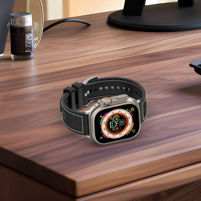 For Apple Watch Ultra 2 49mm Official Buckle Hybrid Nylon Braid Silicone Watch Band(Green) by buy2fix