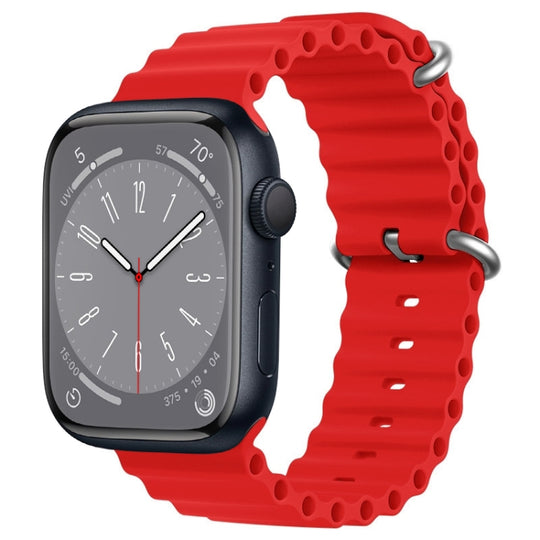 For Apple Watch Series 8 45mm ZGA Ocean Silicone Watch Band(Red)