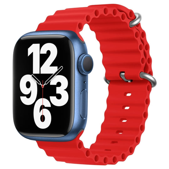 For Apple Watch Series 7 45mm ZGA Ocean Silicone Watch Band(Red)
