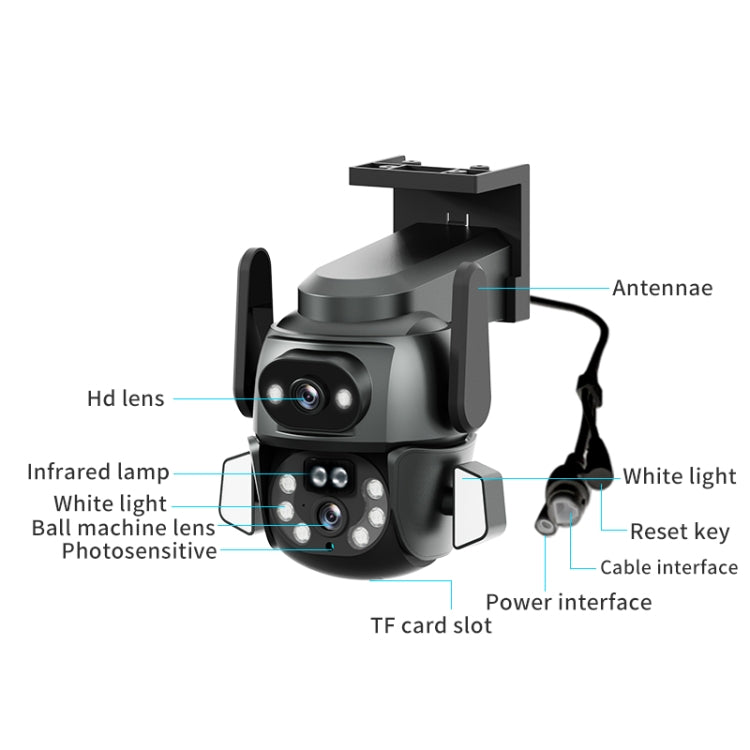 Q821 4MP Binocular Zoom Dual Light Source Outdoor IP67 Waterproof WiFi Camera(EU Plug) by buy2fix