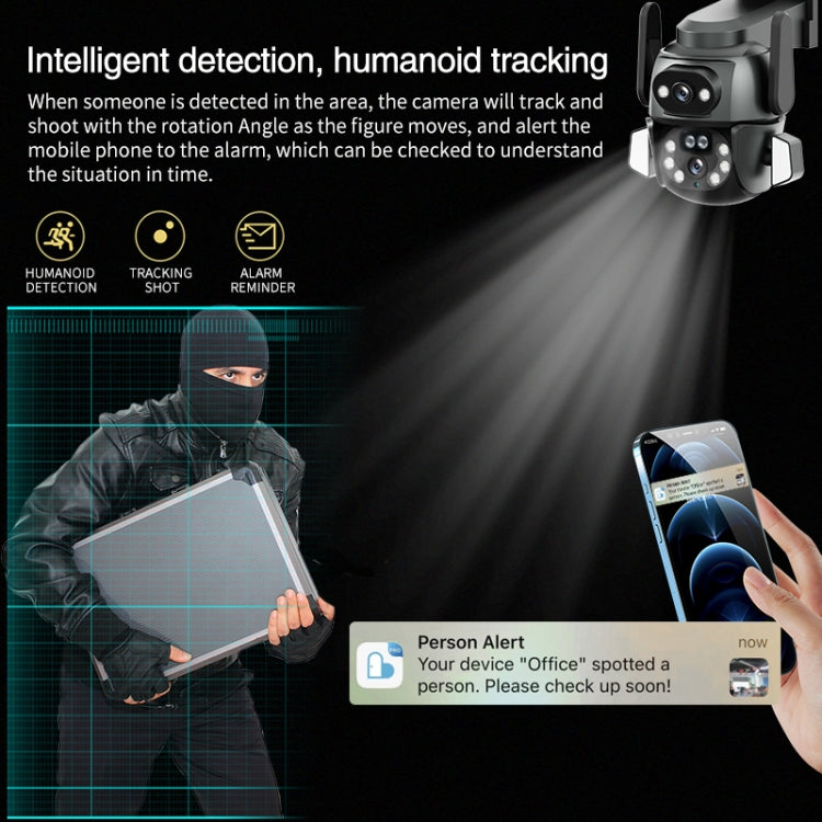 Q821 4MP Binocular Zoom Dual Light Source Outdoor IP67 Waterproof WiFi Camera(US Plug) by buy2fix