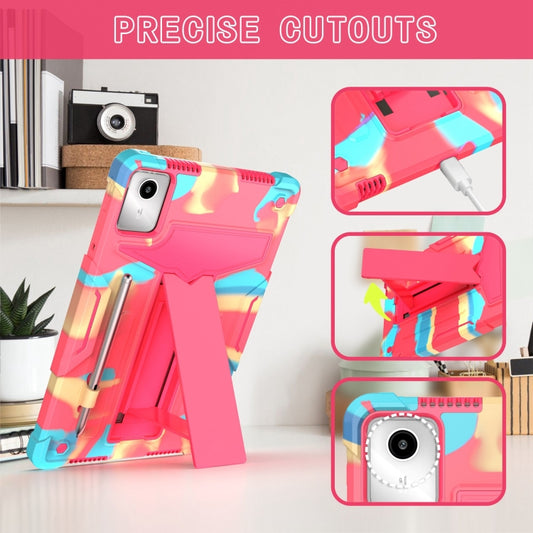 For Lenovo Tab M11/ Xiaoxin Pad 11 2024 T Holder Robot Silicone Hybrid PC Tablet Case(Camouflage Rose Red) - Lenovo by buy2fix | Online Shopping UK | buy2fix