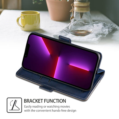 For Motorola Moto G Play 4G 2024 Contrast Color Side Buckle Leather Phone Case(Blue + Grey) by buy2fix