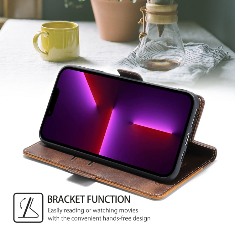 For Motorola Moto G Play 4G 2024 Contrast Color Side Buckle Leather Phone Case(Dark Brown + Gold) by buy2fix