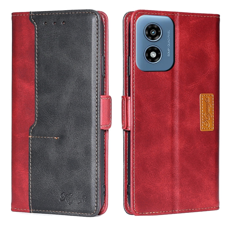 For Motorola Moto G Play 4G 2024 Contrast Color Side Buckle Leather Phone Case(Red + Black) by buy2fix