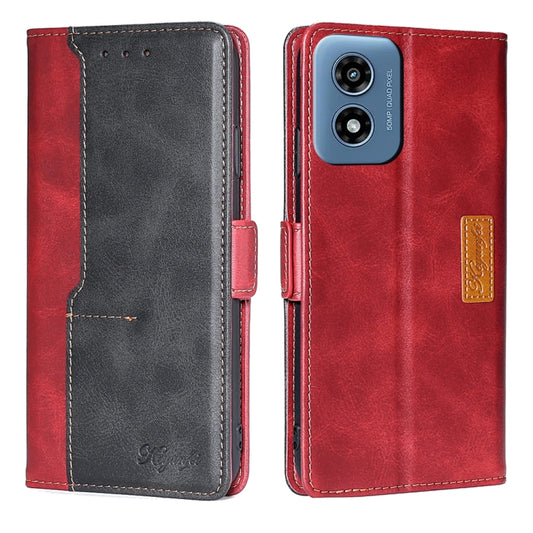 For Motorola Moto G Play 4G 2024 Contrast Color Side Buckle Leather Phone Case(Red + Black) by buy2fix