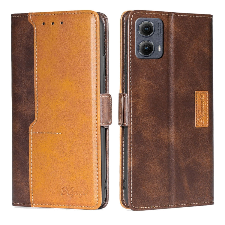 For Motorola Edge 5G 2024 Contrast Color Side Buckle Leather Phone Case(Dark Brown + Gold) by buy2fix