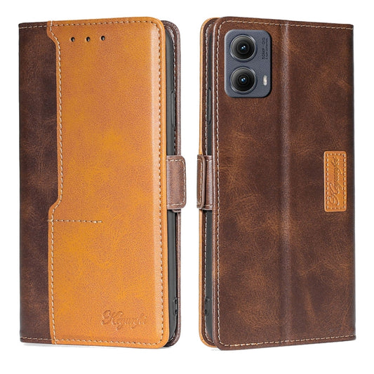 For Motorola Edge 5G 2024 Contrast Color Side Buckle Leather Phone Case(Dark Brown + Gold) by buy2fix