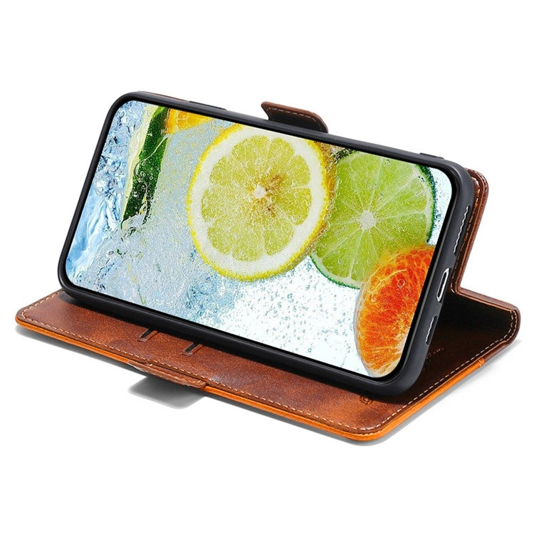 For Motorola Edge 5G 2024 Contrast Color Side Buckle Leather Phone Case(Dark Brown + Gold) by buy2fix