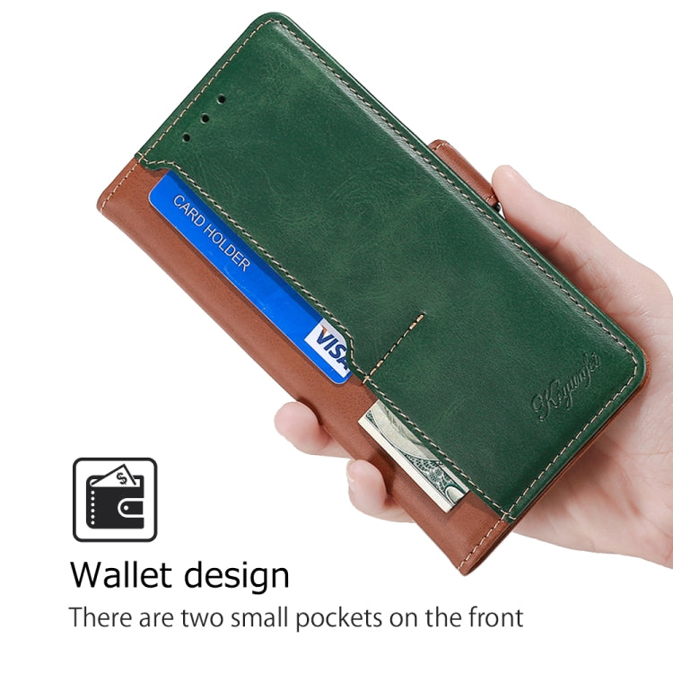 For Motorola Edge 5G 2024 Contrast Color Side Buckle Leather Phone Case(Light Brown + Green) by buy2fix