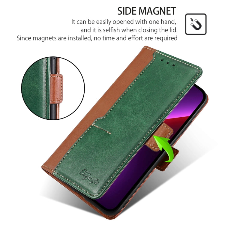 For Motorola Edge 5G 2024 Contrast Color Side Buckle Leather Phone Case(Light Brown + Green) by buy2fix