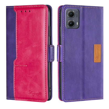 For Motorola Edge 5G 2024 Contrast Color Side Buckle Leather Phone Case(Purple + Rose Red) by buy2fix