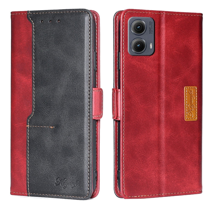 For Motorola Edge 5G 2024 Contrast Color Side Buckle Leather Phone Case(Red + Black) by buy2fix