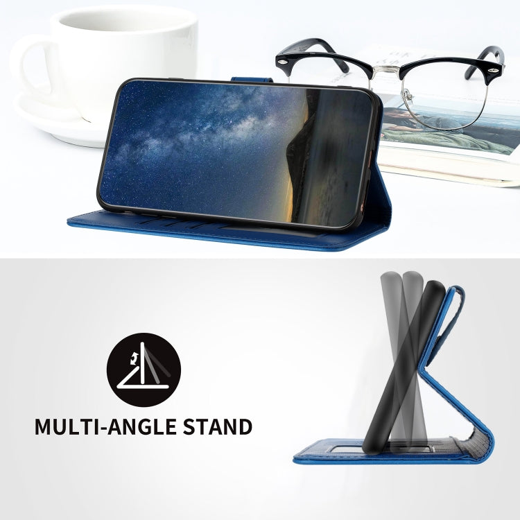 For iPhone 16e Datura Flower Embossed Flip Leather Phone Case(Blue) by buy2fix