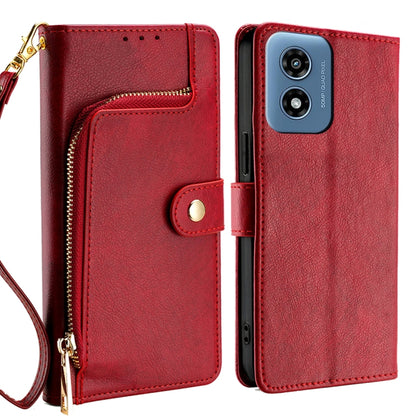 For Motorola Moto G Play 4G 2024 Zipper Bag Leather Phone Case(Red) by buy2fix